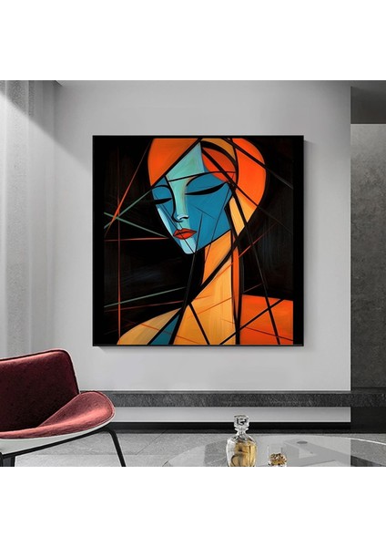 Soyut Geometrik Kadın Portresi, Dijital Sanat Kanvas Baskısı fırsatları