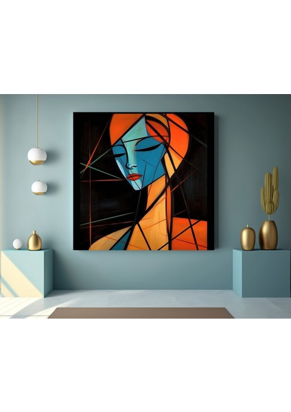 Soyut Geometrik Kadın Portresi, Dijital Sanat Kanvas Baskısı indirimleri