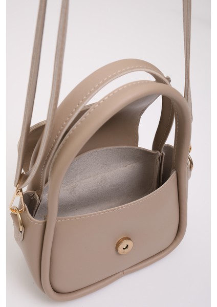 Vizon SHK198 Suni Deri ,tek Bölmeli, Çıtçıtlı Ayarlanabilir Askılı El, Kol ve Omuz Çantası