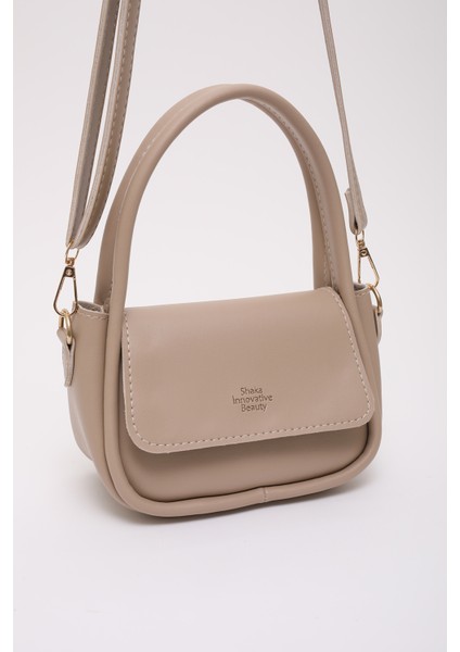 Vizon SHK198 Suni Deri ,tek Bölmeli, Çıtçıtlı Ayarlanabilir Askılı El, Kol ve Omuz Çantası