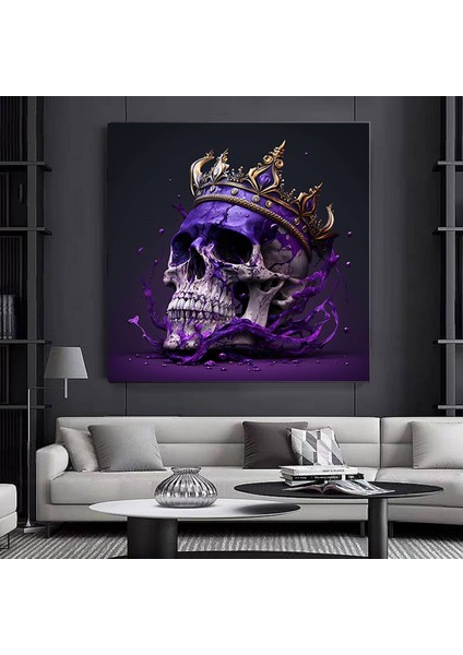 Kanvas Duvar Sanatı; Dev Boy Kanvas; Kafatası Kral Posteri; Siyah-Altın Duvar Sanatı; Trendy; Iskele