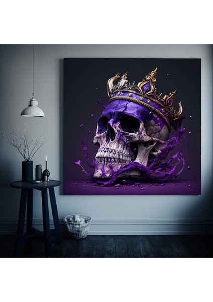 Kanvas Duvar Sanatı; Dev Boy Kanvas; Kafatası Kral Posteri; Siyah-Altın Duvar Sanatı; Trendy; Iskele fiyatları