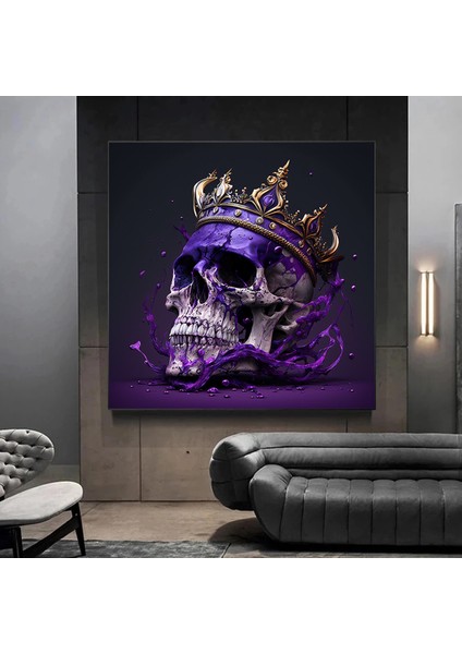 Kanvas Duvar Sanatı; Dev Boy Kanvas; Kafatası Kral Posteri; Siyah-Altın Duvar Sanatı; Trendy; Iskele modelleri