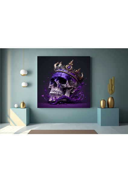 Kanvas Duvar Sanatı; Dev Boy Kanvas; Kafatası Kral Posteri; Siyah-Altın Duvar Sanatı; Trendy; Iskele indirimleri