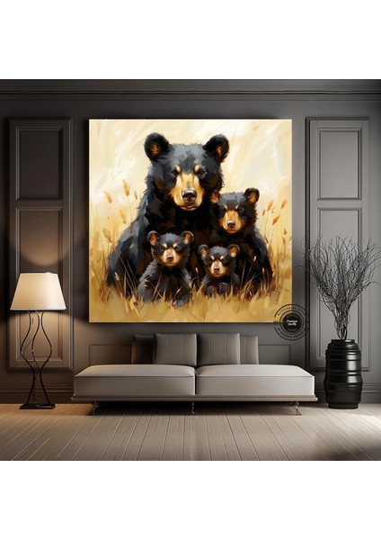 Ayı Ailesi Kanvas Tablo – Doğa Temalı Hayvan Duvar Sanatı – Ilham Veren Orman Dekoru fiyatları