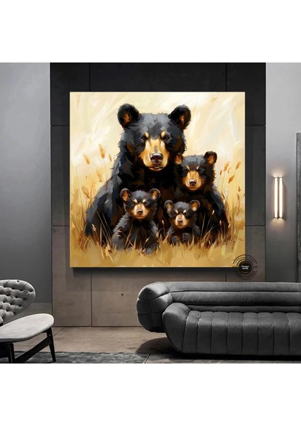 Ayı Ailesi Kanvas Tablo – Doğa Temalı Hayvan Duvar Sanatı – Ilham Veren Orman Dekoru fırsatları