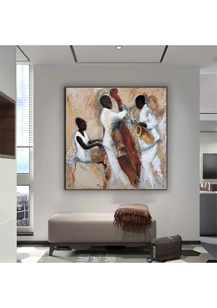 Afrika Caz Sanatı; Afrika Kanvası; Caz Duvar Sanatı; Caz Yağlı Boya Kanvas; Piyanist Duvar Sanatı; M fiyatları