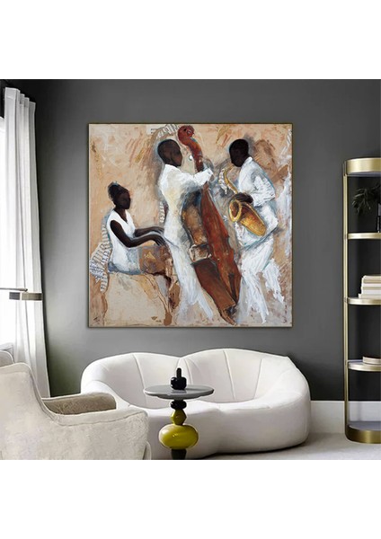Afrika Caz Sanatı; Afrika Kanvası; Caz Duvar Sanatı; Caz Yağlı Boya Kanvas; Piyanist Duvar Sanatı; M modelleri