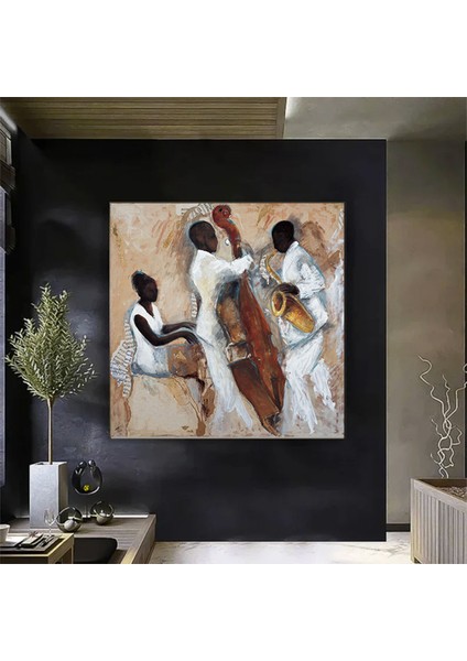 Afrika Caz Sanatı; Afrika Kanvası; Caz Duvar Sanatı; Caz Yağlı Boya Kanvas; Piyanist Duvar Sanatı; M fırsatları