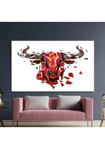 Red Bull Afiş Duvar Sanatı; Boğa Duvar Dekoru; Soyut Baskı; Buffalo Desenli; Çokgen Boğalar Kanvas;