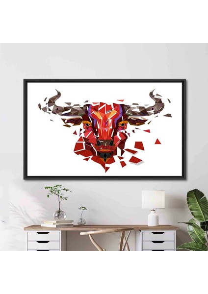 Red Bull Afiş Duvar Sanatı; Boğa Duvar Dekoru; Soyut Baskı; Buffalo Desenli; Çokgen Boğalar Kanvas; fırsatları