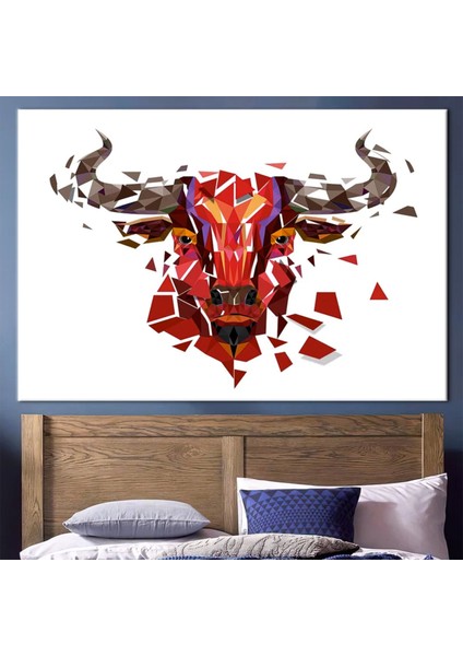 Red Bull Afiş Duvar Sanatı; Boğa Duvar Dekoru; Soyut Baskı; Buffalo Desenli; Çokgen Boğalar Kanvas;