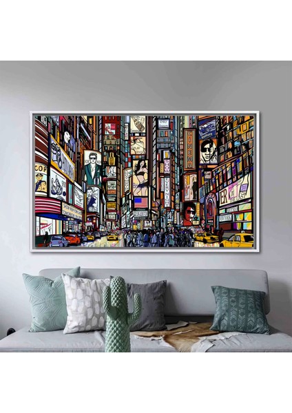 Times Meydanı Posteri Kanvas Baskı; New York Duvar Dekoru; Sokak Illüstrasyonu; Manzara Sanatı; New
