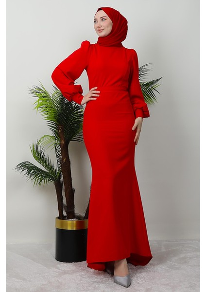 Lavin Krep Elbise Kırmızı