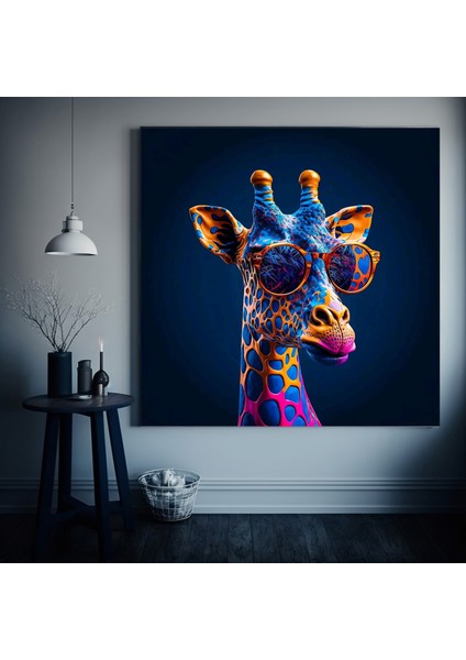 Renkli Sevimli Zürafa Kanvas Tablo – Çiçek ve Hayvan Temalı Duvar Sanatı fiyatları