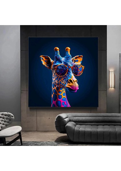 Renkli Sevimli Zürafa Kanvas Tablo – Çiçek ve Hayvan Temalı Duvar Sanatı modelleri