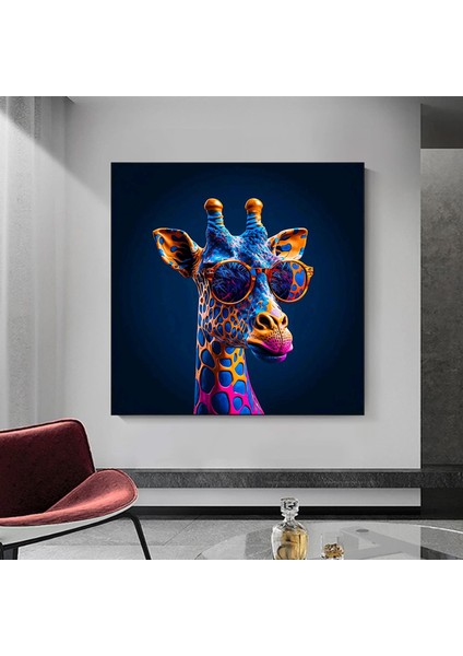 Renkli Sevimli Zürafa Kanvas Tablo – Çiçek ve Hayvan Temalı Duvar Sanatı fırsatları