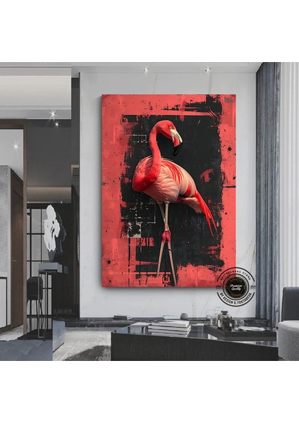Flamingo Kanvas Duvar Sanatı; Pembe Flamingo Baskısı; Tropikal Dekor; Egzotik Kuş Sanatı; Asmaya Haz