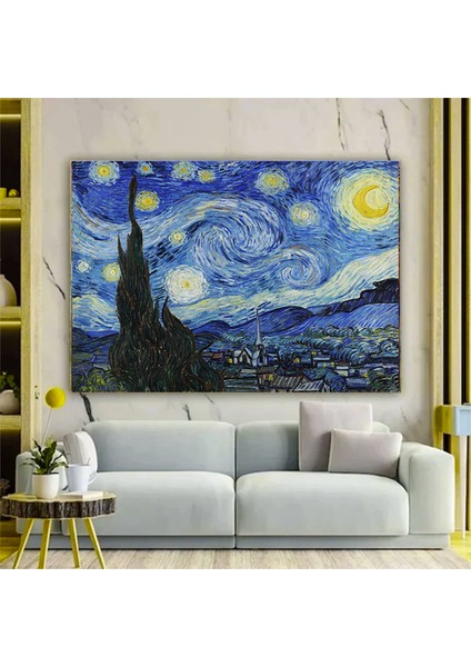 Van Gogh'ın Yıldızlı Gece Kanvas Baskısı; Yıldızlı Gece Sanat Reprodüksiyonu; Ev Hediyesi Kanvas Bas fiyatları