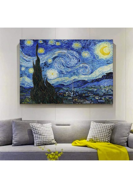 Van Gogh'ın Yıldızlı Gece Kanvas Baskısı; Yıldızlı Gece Sanat Reprodüksiyonu; Ev Hediyesi Kanvas Bas modelleri