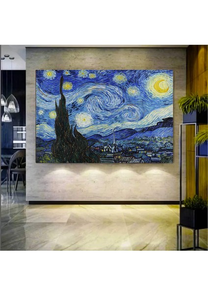 Van Gogh'ın Yıldızlı Gece Kanvas Baskısı; Yıldızlı Gece Sanat Reprodüksiyonu; Ev Hediyesi Kanvas Bas fırsatları