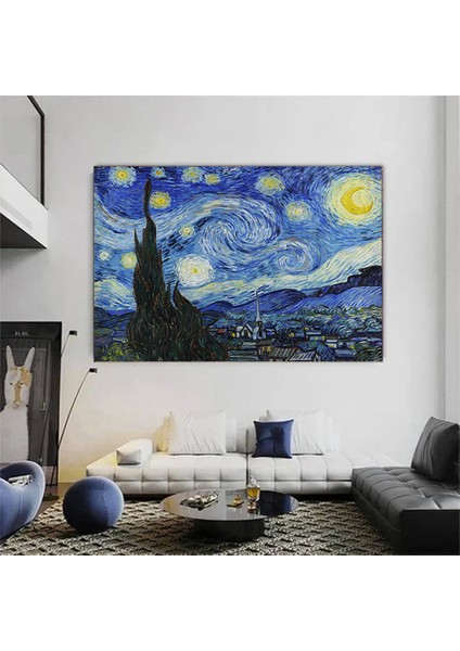 Van Gogh'ın Yıldızlı Gece Kanvas Baskısı; Yıldızlı Gece Sanat Reprodüksiyonu; Ev Hediyesi Kanvas Bas indirimleri