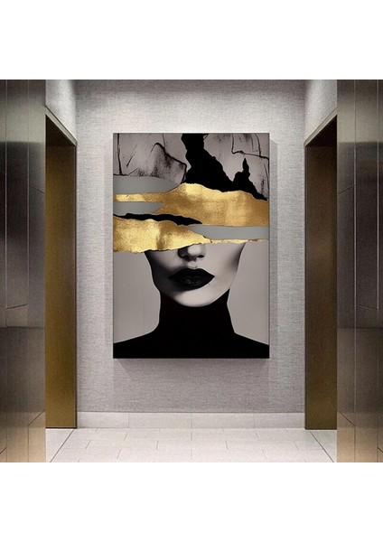 Altın Kadın Kanvas Tablosu, Moda ve Kadın Portresi Duvar Sanatı fiyatları