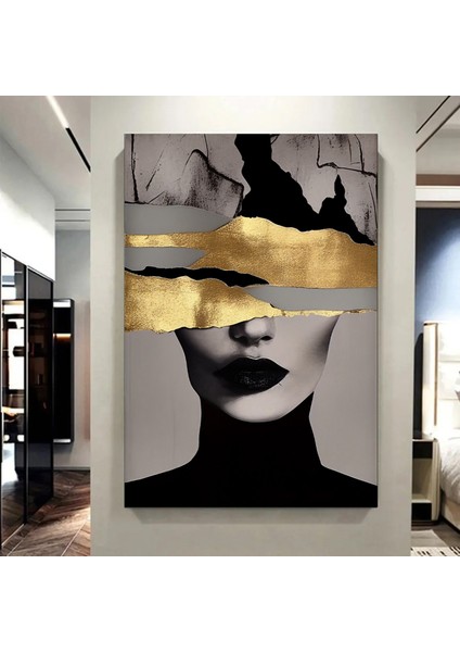 Altın Kadın Kanvas Tablosu, Moda ve Kadın Portresi Duvar Sanatı modelleri
