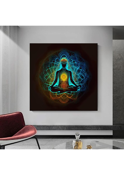 Hint Buddha Kanvas Poster Baskısı; Meditasyon; 7 Çakra; Yoga; Spor Temalı Duvar Sanatı; Oturma ve Ya fırsatları