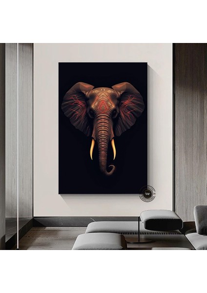 Afrika Fil Kolajı, Afrika Kabile Tarzı Fil Temalı Kanvas Tablo