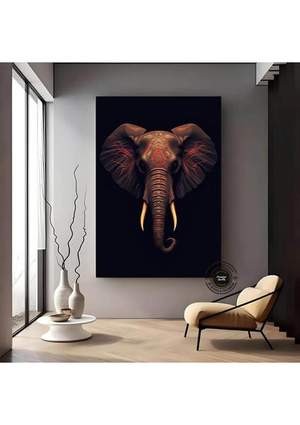 Afrika Fil Kolajı, Afrika Kabile Tarzı Fil Temalı Kanvas Tablo