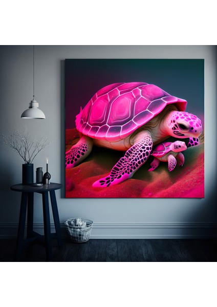 Kanvas Sanatı – Güzel ve Renkli Kaplumbağa ile Yavrusu Vahşi Yaşam Modern Soyut Kanvas Tablo; Ev/ofi fiyatları