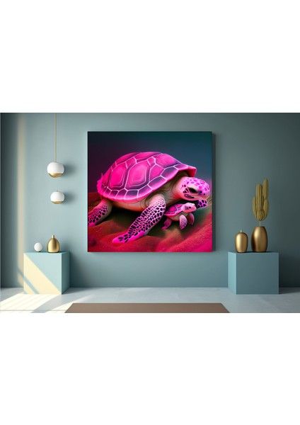 Kanvas Sanatı – Güzel ve Renkli Kaplumbağa ile Yavrusu Vahşi Yaşam Modern Soyut Kanvas Tablo; Ev/ofi indirimleri