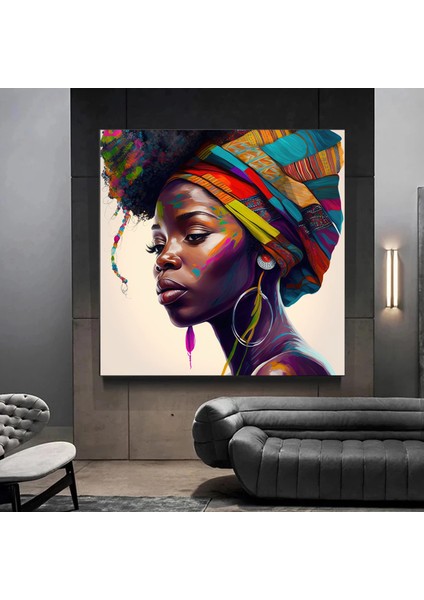Renkli Afrikalı Kadın Kanvası, Moda Dekoru, Modern Sanat Baskısı modelleri