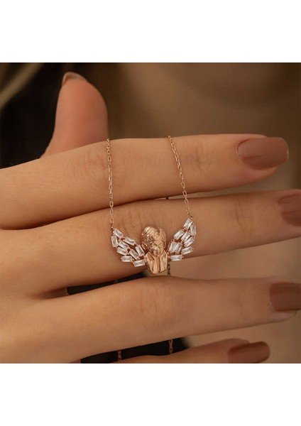 Gümüş Rose Kanatlı Melek Kolye fiyatları