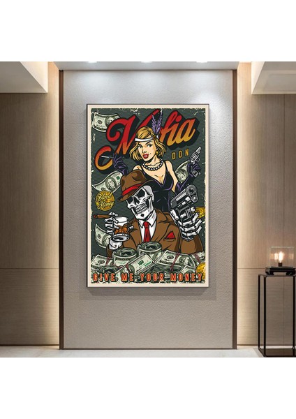 Ölümcül Dörtlü – Iskelet Poker Duvar Sanatı; Iskelet Poker Oynayan Kanvas Baskı; Poker Kanvas Sanatı