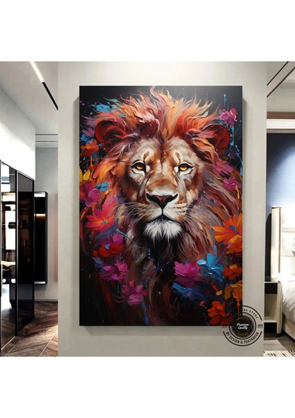 Renkli Aslan Çok Renkli Poster; Soyut Aslan Sanatı; Modern Duvar Dekoru
