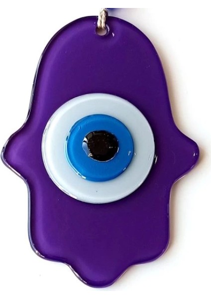 Nazar Boncuklu Mor Renk Fatma Ana Bereket Eli Cam Duvar Süsü