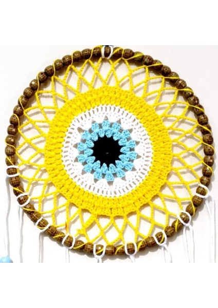 Nazar Boncuğu Motifli Düş Kapanı El Yapımı Sarı Duvar Süsü fiyatları