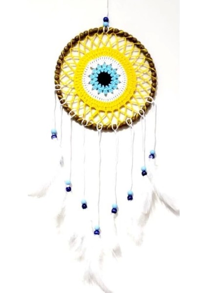 Nazar Boncuğu Motifli Düş Kapanı El Yapımı Sarı Duvar Süsü modelleri