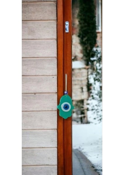 Nazar Boncuklu Jade Yeşili Fatma Ana Bereket Eli Cam Duvar Süsü