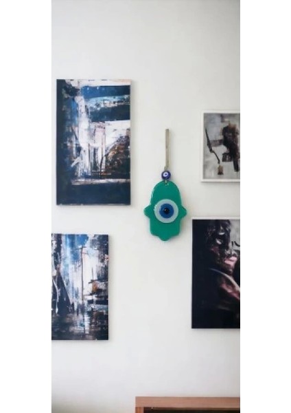 Nazar Boncuklu Jade Yeşili Fatma Ana Bereket Eli Cam Duvar Süsü fiyatları