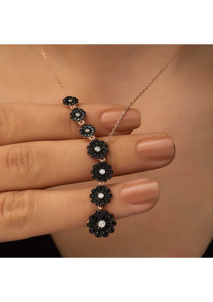 ​gümüş Rose Sıralı Çiçekler Kolye fiyatları