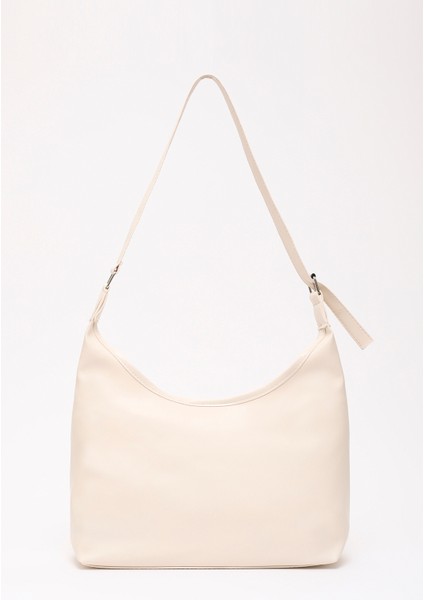 Krem SHK208 Yumuşak Suni Deri ,tek Bölmeli, Çıtçıtlı Ayarlanabilir Askılı Kol ve Omuz Çantası modelleri