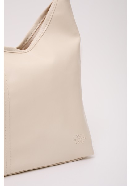 Krem SHK208 Yumuşak Suni Deri ,tek Bölmeli, Çıtçıtlı Ayarlanabilir Askılı Kol ve Omuz Çantası indirimleri