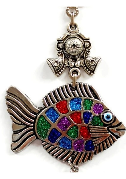 Mavi Nazar Boncuklu Balık Figürlü Mini Balık Duvar Süsü fiyatları