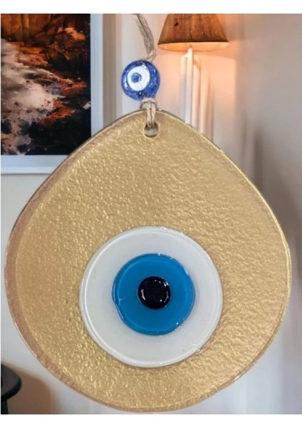 Mavi Nazar Boncuklu Gold Renk Nazar Boncuklu Damla Desen El Yapımı Duvar Süsü fiyatları