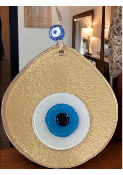 Mavi Nazar Boncuklu Gold Renk Nazar Boncuklu Damla Desen El Yapımı Duvar Süsü fırsatları
