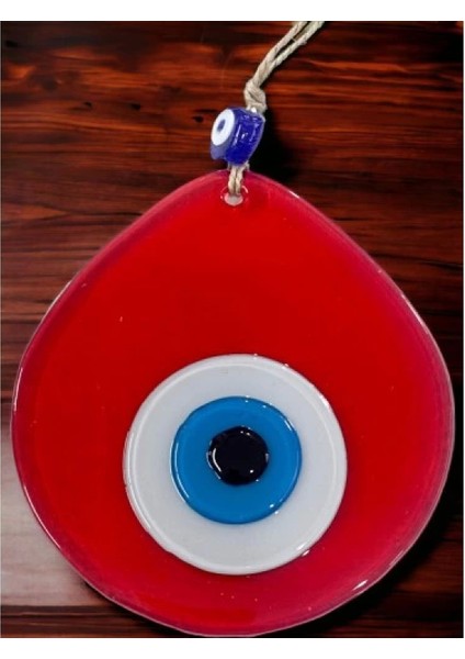 Mavi Nazar Boncuklu Şeffaf Kırmızı Renk Nazar Boncuklu Damla Desen El Yapımı Duvar Süsü indirimleri