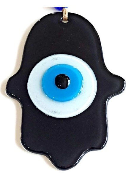 Nazar Boncuklu Siyah Fatma Ana Bereket Eli Cam Duvar Süsü